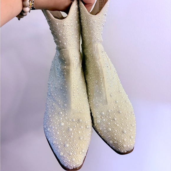 Betsey Johnson Pearl Rhinestone Cowboy Booties - Picture 4 of 10